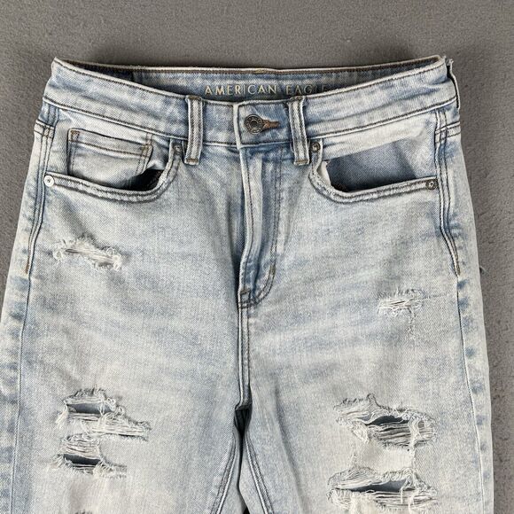 American Eagle Jeans Women’s 4 Mom Jean Stretch Light Wash High Rise - Picture 2 of 16
